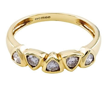 9ct Gold Cubic Zirconia 5 Stone Ring Size N